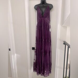 LUXXEL - Maxi Dress - Chiffon  (NWT), Plum Purple (Size L)